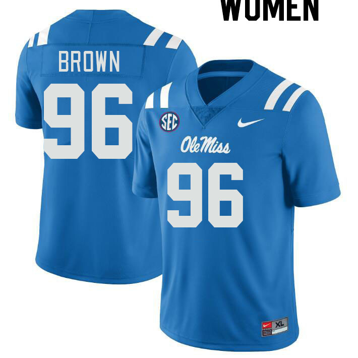 Women #96 Jamarious Brown Ole Miss Rebels College Football Jerseyes Stitched Sale-Powder Blue